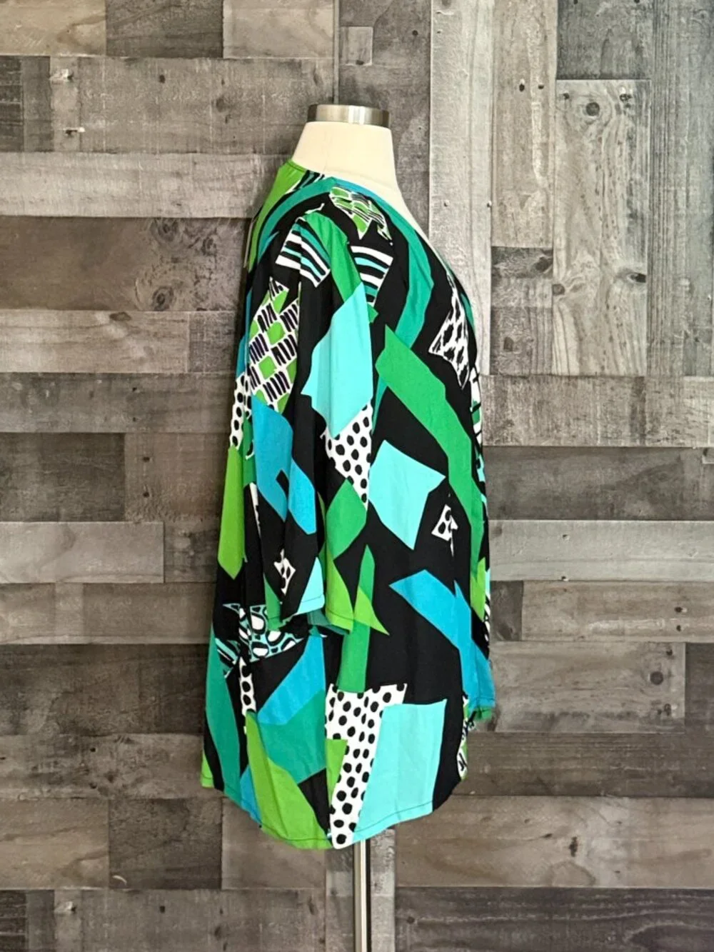 NWT! Bob Mackie blue green geometric wrap 2XLarge stripes stripes polka dot